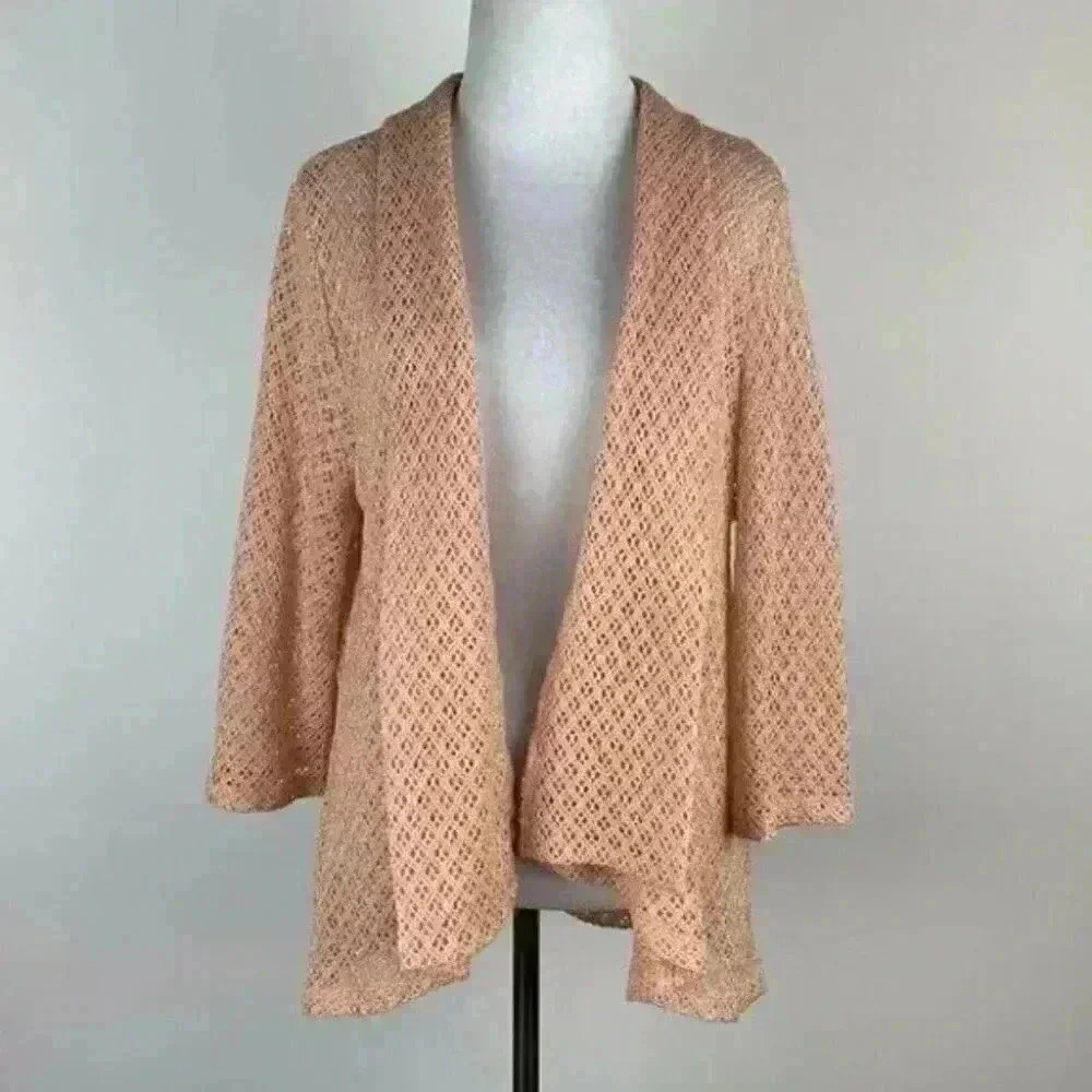 Ruby Rd sweater size XL pink metallic cardigan
